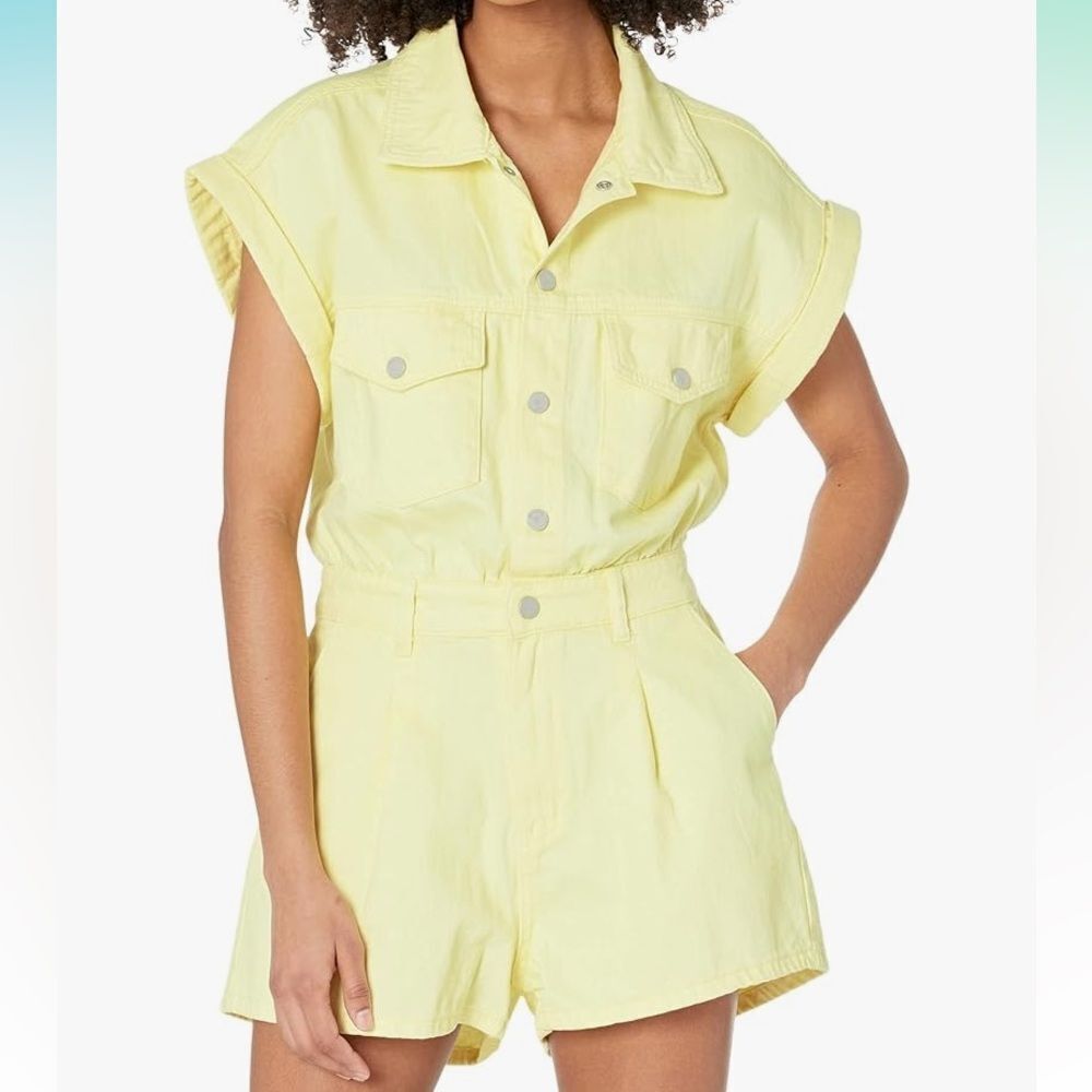 BLANK NYC• Denim yellow romper size small